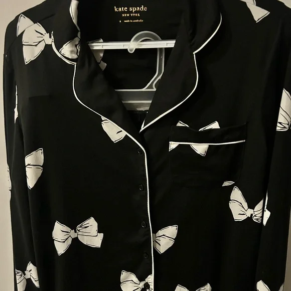 Kate Spade Black and White Bow Pajama Set - Picture 3 of 6
